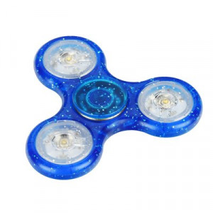 Fidget Spinner LED 4 Modrý s třpytkami