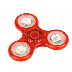 Fidget Spinner LED 4 Červený s třpytkami
