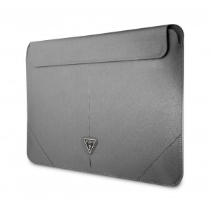 Guess Saffiano Triangle Metal Logo Computer Sleeve 13/14" Silver