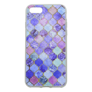 Vzorované gumené puzdro / obal iPhone 7, fialové štvorce